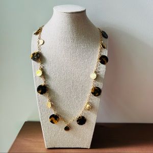 J.Crew Cheetah + Gold Tile Charm Necklace